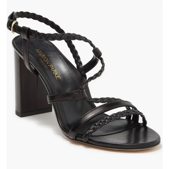 Marion Parker Black Braided Heeled Sandal NWT